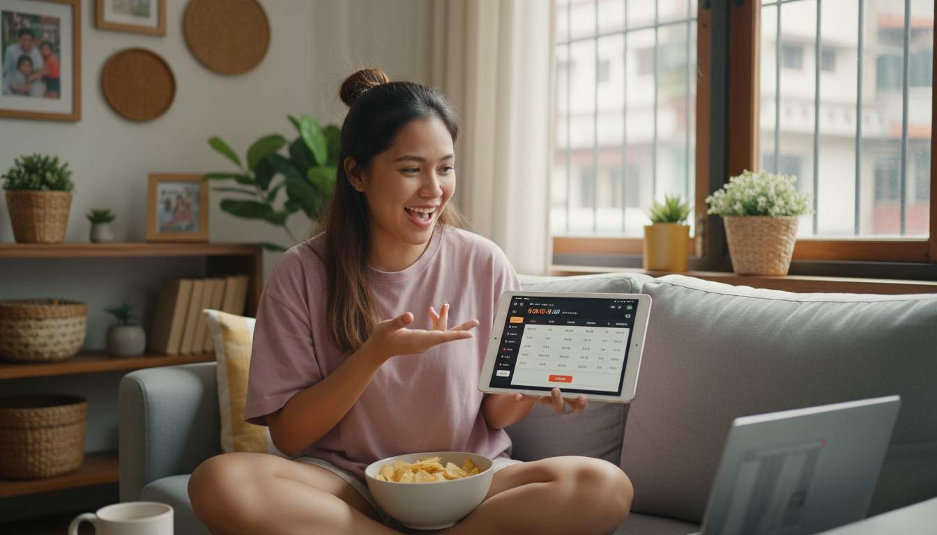 A woman from the Philippines enjoying sports betting